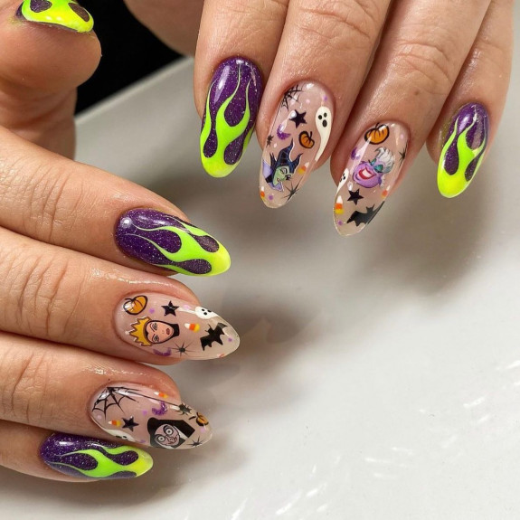 50+ Best Halloween Nails for Every Taste — Neon Flame + Witch Nails