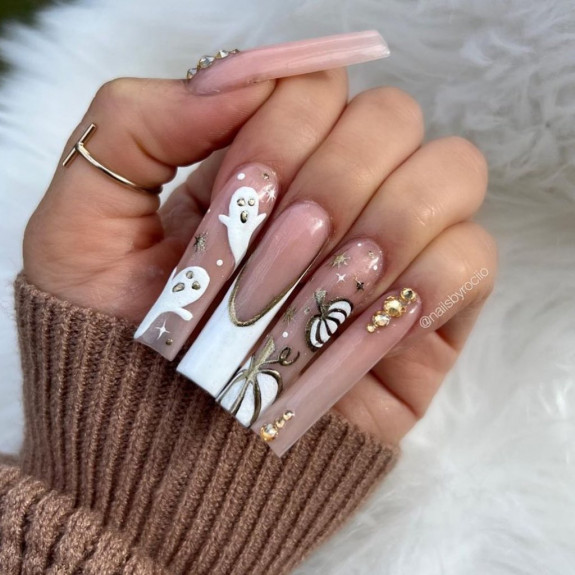 halloween nails, halloween nails 2022, ghost french tip nails, cute halloween nails, pumpkin nails, halloween nails acrylic, spooky nails, ghost nails, halloween french tip nails, halloween nail designs, halloween nail ideas, cute halloween nails, halloween nail ideas 