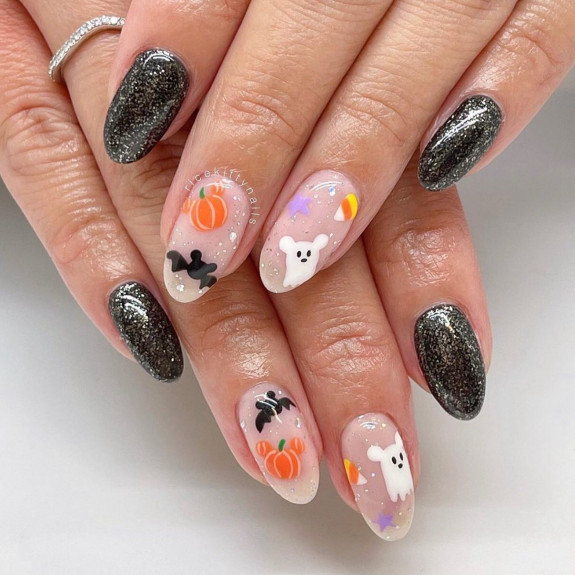 halloween nails, spooky nails, ghost nails, halloween french tip nails, halloween nail designs, halloween nail ideas, cute halloween nails, best halloween nails