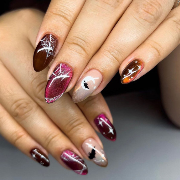 60+ Halloween Nails 2022 — Brown, Burgundy Halloween Nails