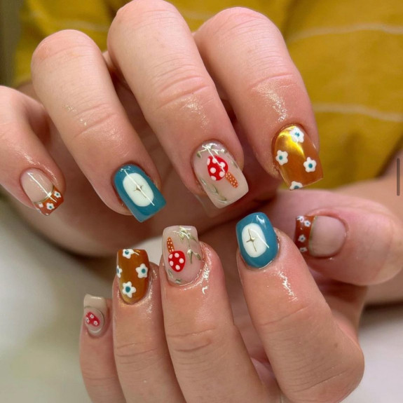 50+ Fall Nails That Are So Trendy — Mushroom Nails