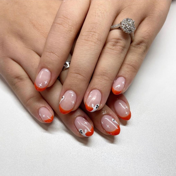 50+ Best Halloween Nails for Every Taste — Orange French Tip Nails