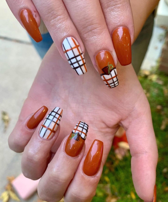 30 Cute Pumpkin Nails — Pumpkin Spice Pumpkin Tip Nails