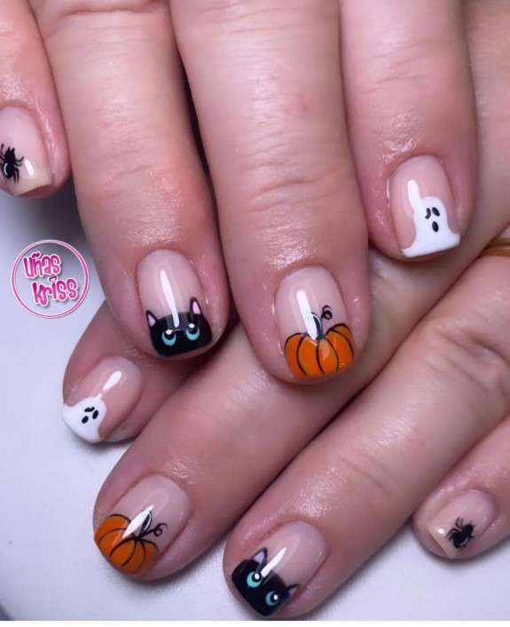 60+ Halloween Nails 2022 — Black Cat + Pumpkin + Ghost Nails