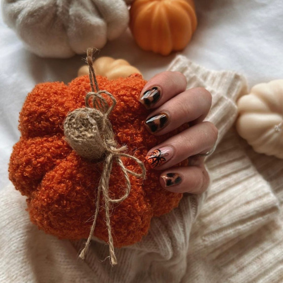 30 Cute Pumpkin Nails — Pumpkin and Tortoiseshell Nails