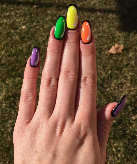 30 Creative Pop Art Nail Ideas — Skittle Pop Art Nails