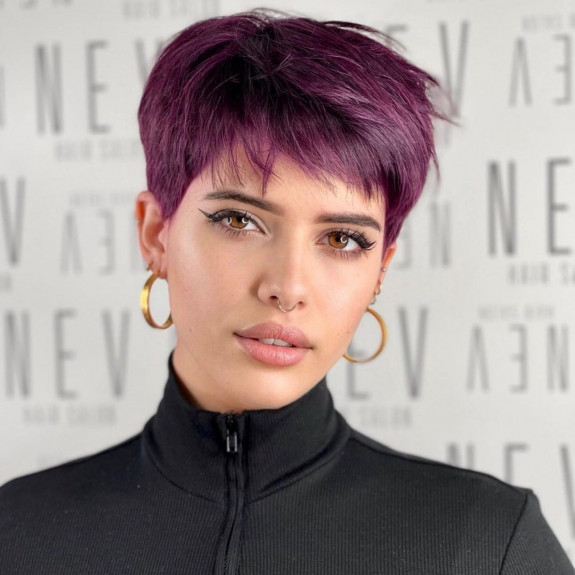 32 Pixie Cuts That Are So Trendy — Bright Purple Pixie