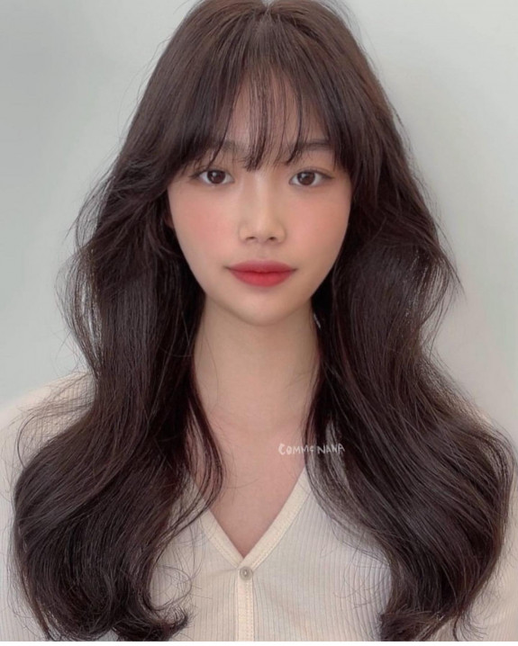 30+ Cute Korean Wispy Bangs Long Hairstyles — Cut Haircut