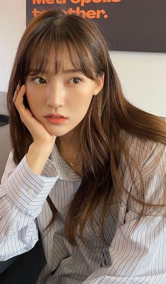 30+ Cute Korean Wispy Bangs Long Hairstyles — See-Through Bangs Long Hair