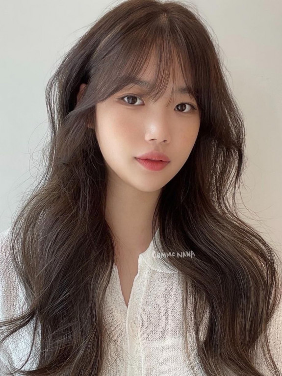 30+ Cute Korean Wispy Bangs Long Hairstyles — Subtle Layers