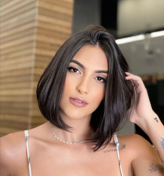 48 Chic Bob Hairstyles & Haircuts — Dark Hair Long Bob Hairstyle