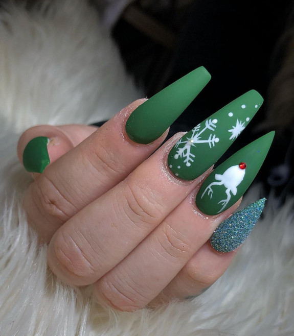 31 Green Christmas Nail Designs  — Mix n Match Shaped Festive Nails