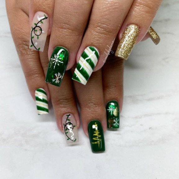 31 Green Christmas Nail Designs  — Mix n Match Festive Green Nails