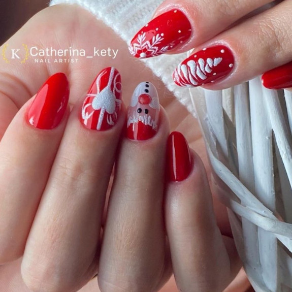 30 Red Festive Nail Designs  — 15