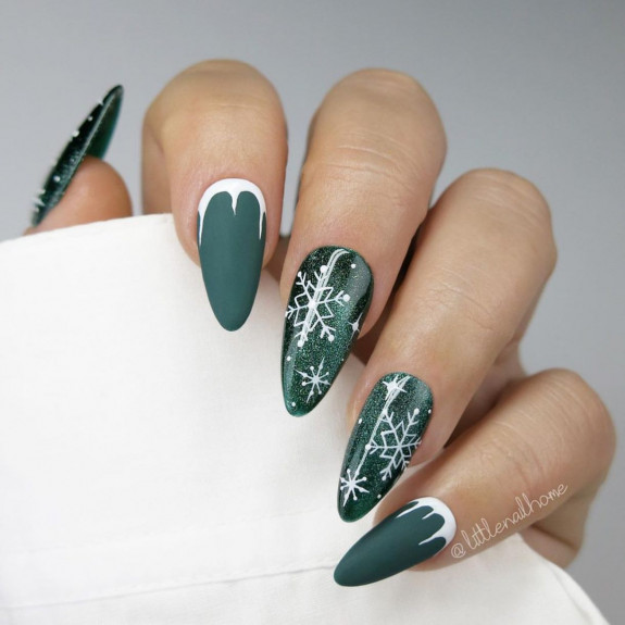 31 Green Christmas Nail Designs  — Shimmery Green Festive Nails