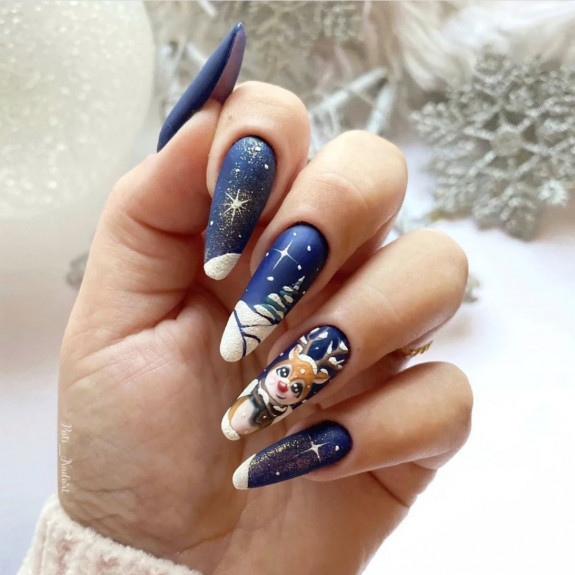 29+ Cute Christmas Nail Designs — Blue Winter Nails