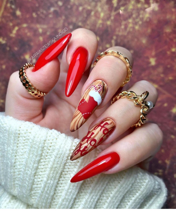 29+ Cute Christmas Nail Designs — Red Festive Nails