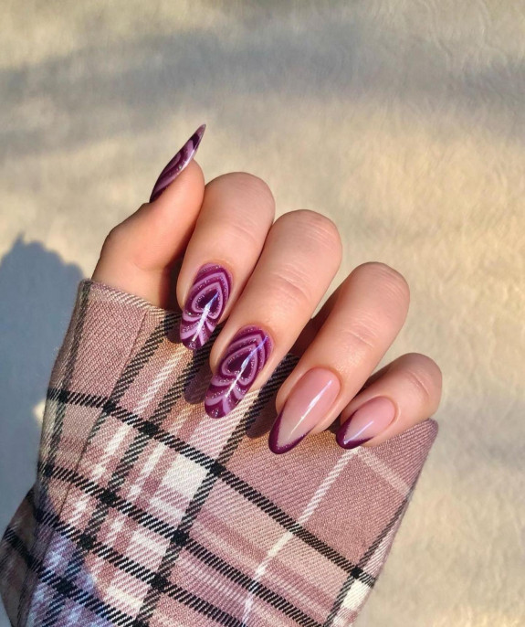 30 Cute Valentine’s Nail Designs in 2023 — Burgundy Love Heart Aesthetic Nails