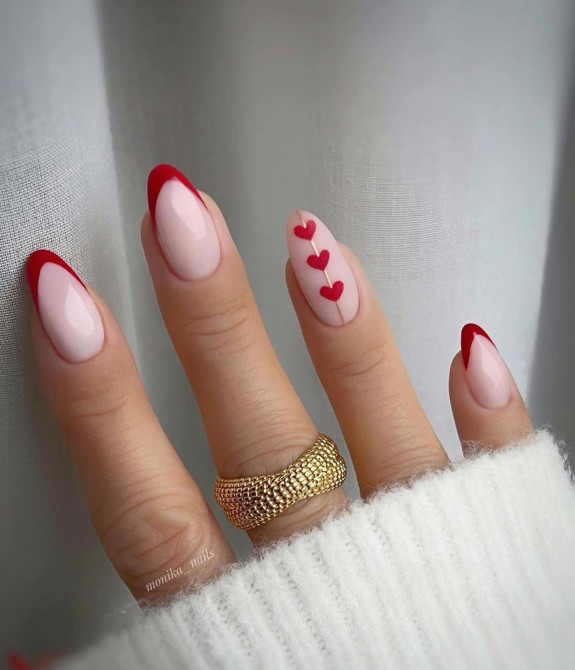 37 Awesome Valentines Nails — Red French Tip Nails