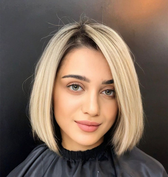 Classic blonde bob haircut