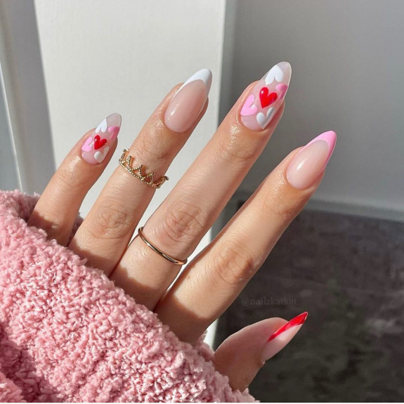 30 Love Heart Valentines Nails — Mixed Heart Nails