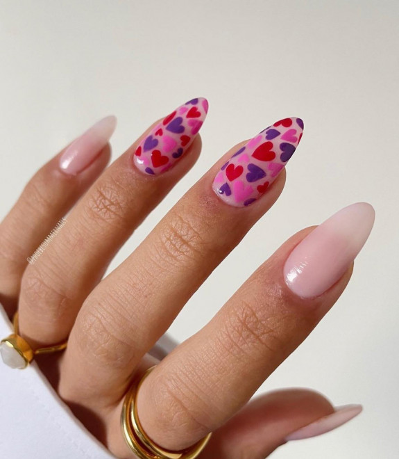 30 Love Heart Valentines Nails — Pink, Purple & Red Love Heart Nails