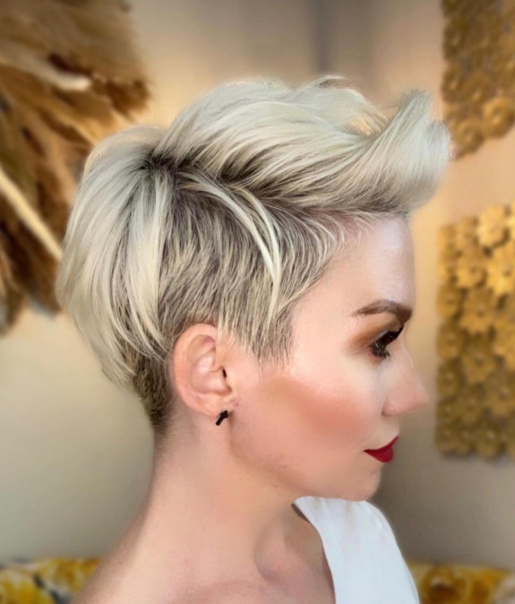 Blonde pixie with undercut