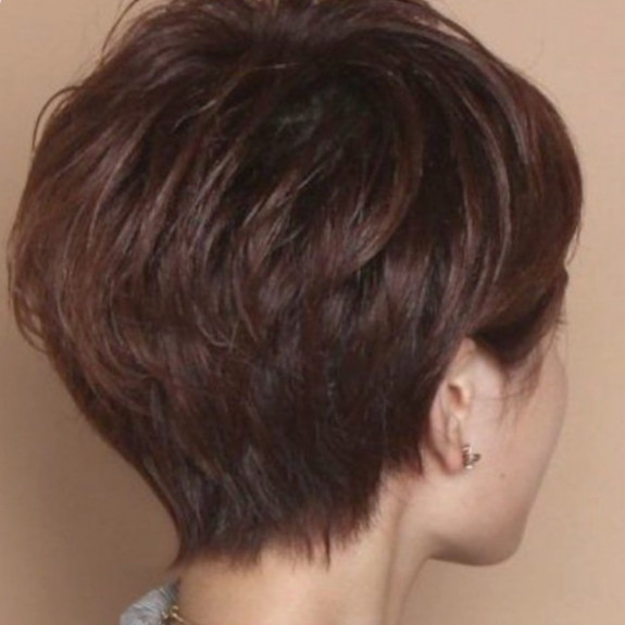 Pixie haircut cinnamon hair color