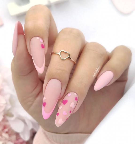 37 Awesome Valentines Nails — Matte Pink Nails