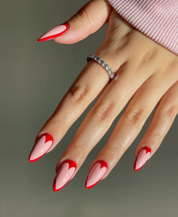 37 Awesome Valentines Nails — Red and Nude Valentines Nails