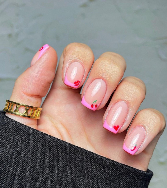 37 Awesome Valentines Nails — Cherry, Kiss & Love Heart Nails