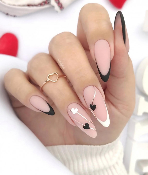 37 Awesome Valentines Nails — Black French Tip Nails