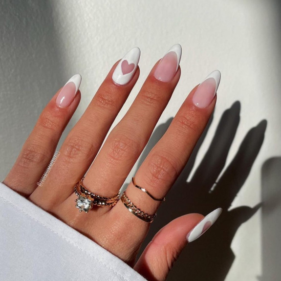 37 Awesome Valentines Nails — Love Heart White Nails