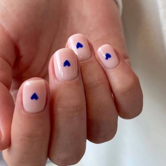 37 Awesome Valentines Nails — Blue Heart Nails