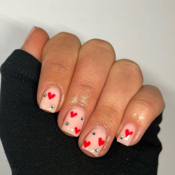 37 Awesome Valentines Nails — Red Love Heart Nails