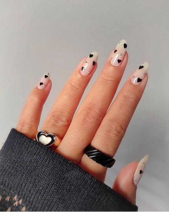 37 Awesome Valentines Nails — Black Heart Nails