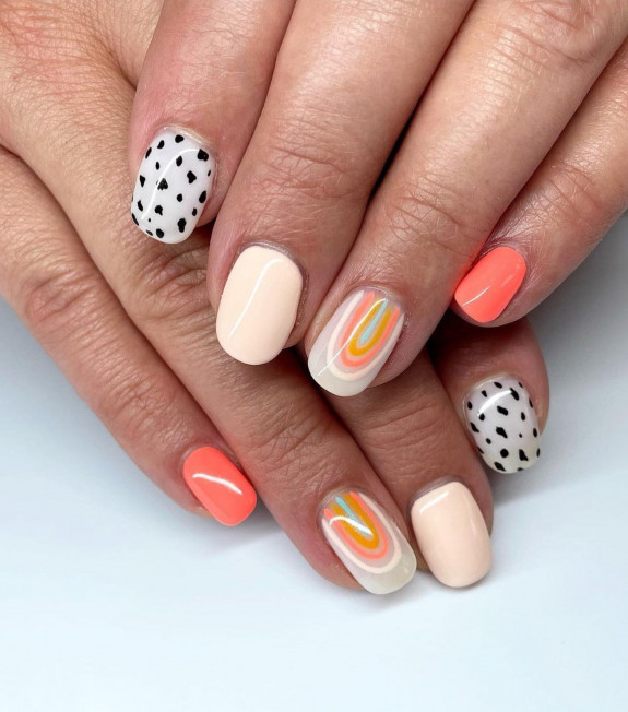 30 Cute Short Nail Ideas To Wear In 2023  — Rainbow + Pastel Color Nails