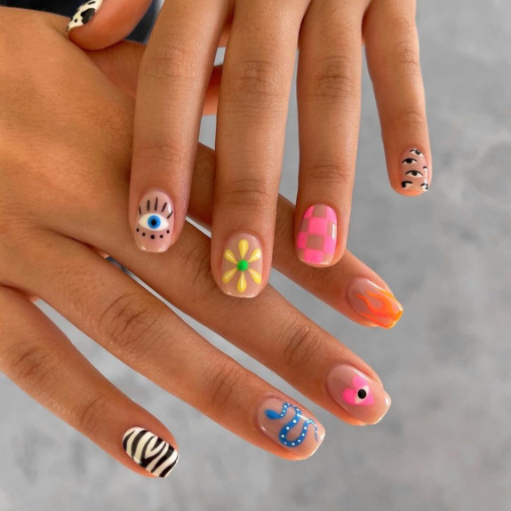 Mix n Match Short Nails Design