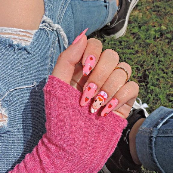 Strawberry Pink Nails