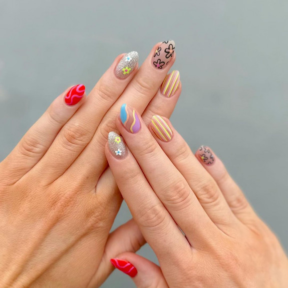 Squiggle, Flower & Swirl Nails