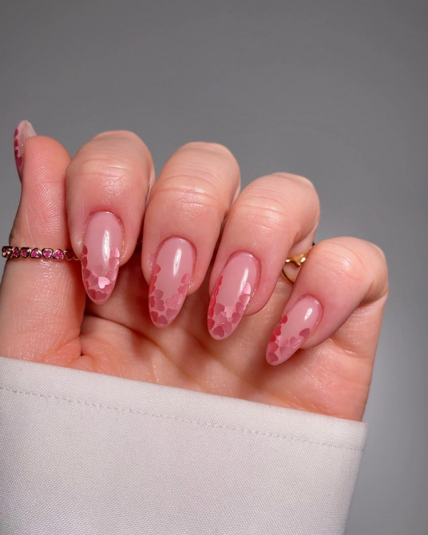 Pink Hearts Subtle Nails