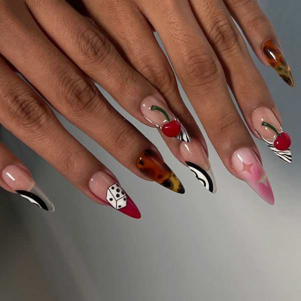 30 Groundbreaking Fall Nail Designs : Playful Retro Vibes & Cherry Accents