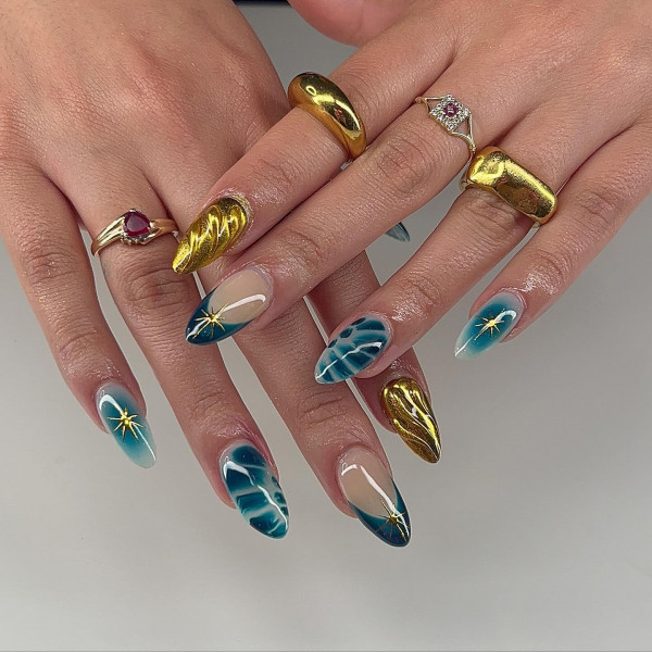 30 Groundbreaking Fall Nail Designs : Oceanic Treasure