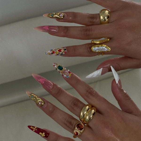 30 Groundbreaking Fall Nail Designs : Royal Gemstone Nails