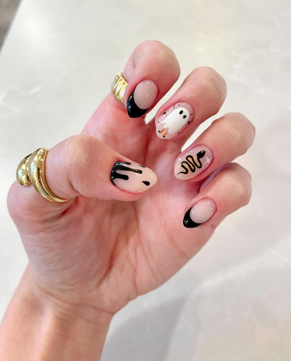 40 Hauntingly Beautiful Halloween Nail Ideas : Minimalist Spooky Fun