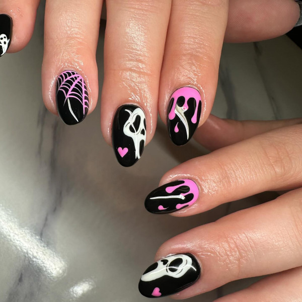 40 Hauntingly Beautiful Halloween Nail Ideas : Neon Spooky Chic