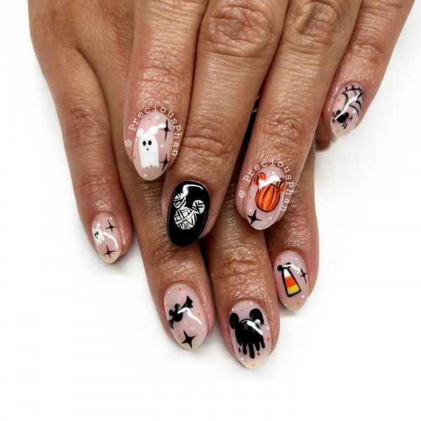 40 Spooky Short to Medium Halloween Nail Ideas : Halloween Collage