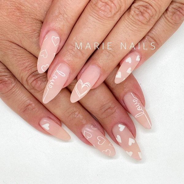 Elegant Love-Inspired Matte Nude Almond Valentine's Day Nails, Best Valentine's Day Nails ideas, Valentine's Nails, Valentine nails, Valentine's day nails, cute Valentine's nail art