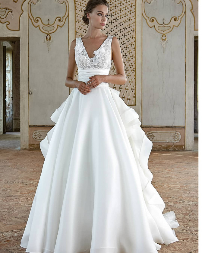 Structured satin modern & sleek bridal gown