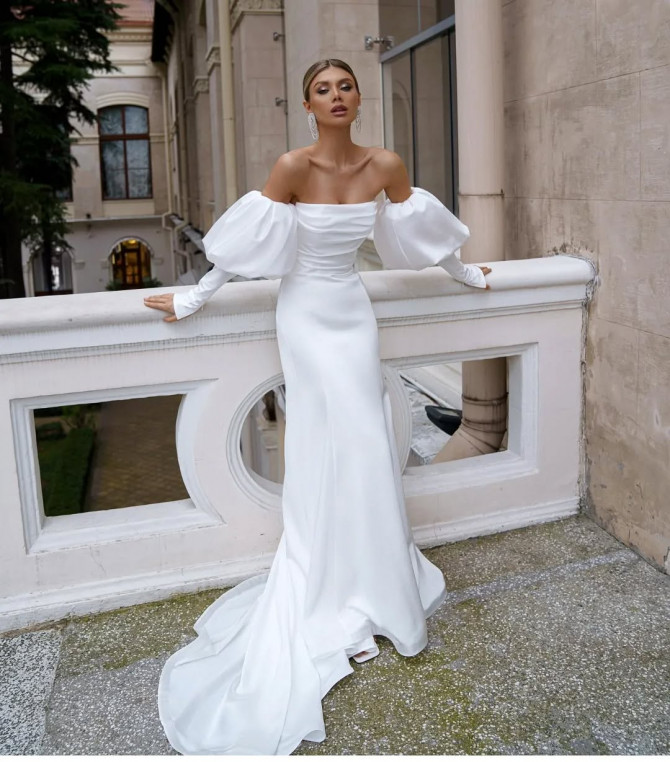 Bride in lace bodice with chiffon skirt wedding gown